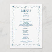 Hand getrokken krabbel blauwe illustratie bruiloft menu (Voorkant)