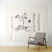 Hand getrokken krabbel bruiloft welkom wandkleed (In Situ (horizontaal))