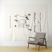 Hand getrokken krabbel bruiloft welkom wandkleed (In Situ (horizontaal))