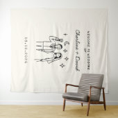 Hand getrokken krabbel bruiloft welkom wandkleed (In Situ (horizontaal))