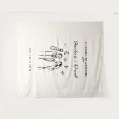 Hand getrokken krabbel bruiloft welkom wandkleed (Voorkant (horizontaal))