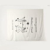 Hand getrokken krabbel bruiloft welkom wandkleed (Voorkant (horizontaal))