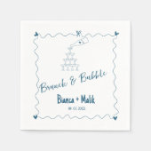 Hand getrokken krabbel brunch & bubbel vrijgezelle servet (Voorkant)