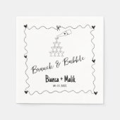 Hand getrokken krabbel brunch & bubbel vrijgezelle servet (Voorkant)