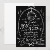 Hand getrokken krabbel cocktail 30th elke leeftijd kaart (Voorkant / Achterkant)