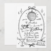 Hand getrokken krabbel cocktail 30th elke leeftijd kaart (Voorkant / Achterkant)