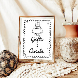 Hand getrokken krabbel cocktail cadeau en Kaarten Poster