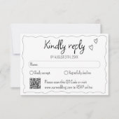 Hand getrokken krabbel doedel bruiloft RSVP kaartje (Voorkant)