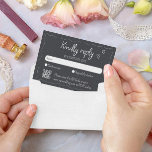 Hand getrokken krabbel doodle krijtbord bruiloft RSVP kaartje