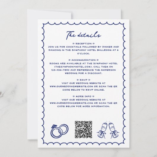 Hand getrokken krabbel Doodles All-in-One bruiloft Kaart (Achterkant)