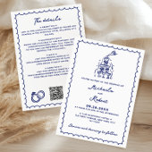 Hand getrokken krabbel Doodles All-in-One bruiloft Kaart