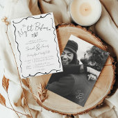 Hand getrokken krabbel eenvoudige foto bruiloft re kaart