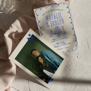 Hand getrokken krabbel eigenzinnige retro foto bru kaart