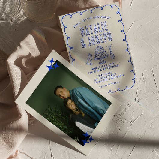 Hand getrokken krabbel eigenzinnige retro foto bru kaart