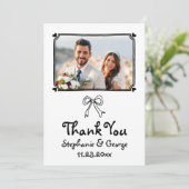 Hand getrokken krabbel grillige foto bruiloft bedankkaart (Staand voorkant)