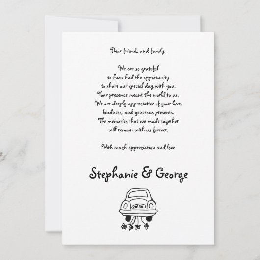 Hand getrokken krabbel grillige foto bruiloft bedankkaart (Achterkant)