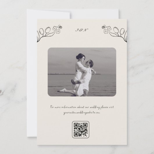 Hand getrokken krabbel grillige handschrift bruilo save the date (Achterkant)