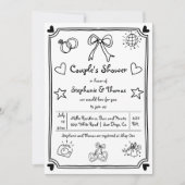 Hand getrokken krabbel grillige paar douche kaart (Voorkant)