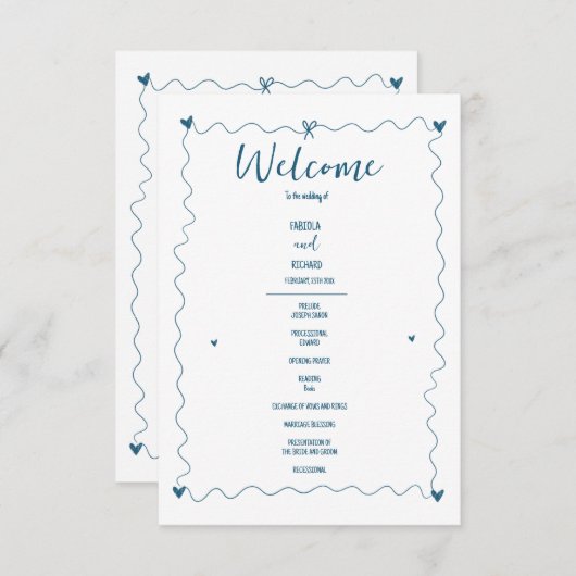 Hand getrokken krabbel illustraties bruiloft progr (Voorkant / Achterkant)