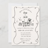 Hand getrokken krabbel kronkelen plezier boog brui kaart (Voorkant)