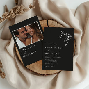 Hand getrokken krabbel moderne foto bruiloft kaart