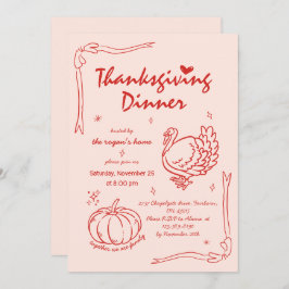 Hand getrokken krabbel pompoen Turkije Thanksgivin Kaart