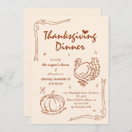 Hand getrokken krabbel pompoen Turkije Thanksgivin Kaart