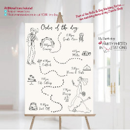 Hand getrokken krabbel retro bruiloft tijdlijn poster