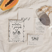 Hand getrokken krabbel retro eigenzinnige unieke b save the date