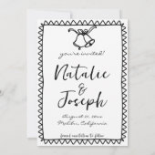 Hand getrokken krabbel retro eigenzinnige unieke b save the date (Achterkant)