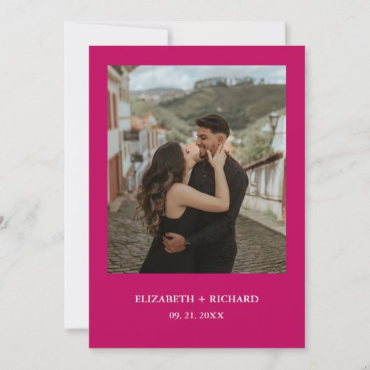 Hand getrokken krabbel roze illustratie bruiloft kaart (Achterkant)