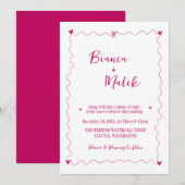 Hand getrokken krabbel roze illustratie bruiloft kaart (Voorkant / Achterkant)