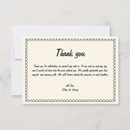 Hand getrokken krabbel  schets Franse bruiloft Bedankkaart (Voorkant)