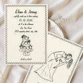 Hand getrokken krabbel  schets Franse bruiloft Kaart