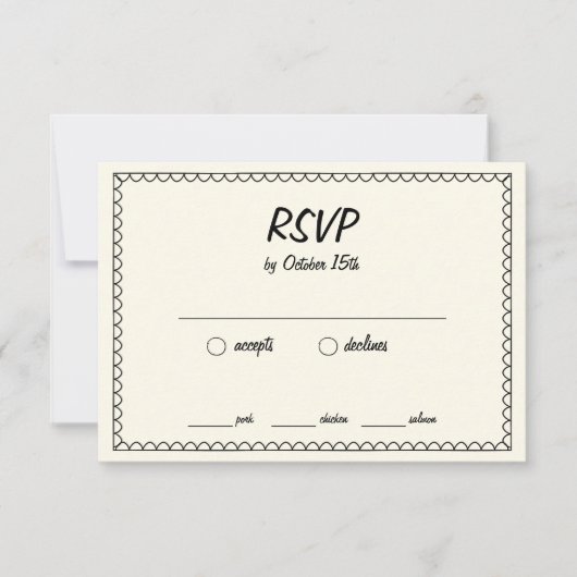 Hand getrokken krabbel schets Franse bruiloft RSVP Kaartje (Voorkant)
