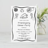 Hand getrokken krabbel Thanksgiving Dinner Invitat Kaart (Staand voorkant)