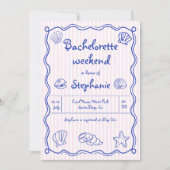 Hand getrokken krabbel zeeschelpen roze bacheloret kaart (Voorkant)