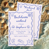 Hand getrokken krabbel zeeschelpen roze bacheloret kaart