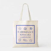 Hand getrokken krabbel zeeschelpen roze bacheloret tote bag (Achterkant)