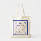 Hand getrokken krabbel zeeschelpen roze bacheloret tote bag (Voorkant)