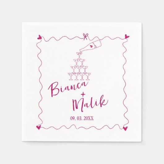 Hand getrokken krabbel zwarte illustratie bruiloft servet (Voorkant)