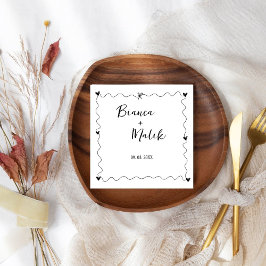 Hand getrokken krabbel zwarte illustratie bruiloft servet