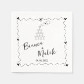 Hand getrokken krabbel zwarte illustratie bruiloft servet (Voorkant)