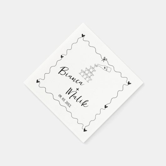 Hand getrokken krabbel zwarte illustratie bruiloft servet (Hoek)