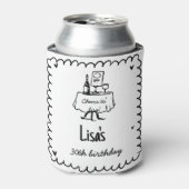 Hand getrokken krabbelcocktail 30e, 40e verjaardag blikjeskoeler (Blikje Voorkant)
