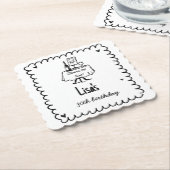 Hand getrokken krabbelcocktail 30e, 40e verjaardag kartonnen onderzetters (Gebogen)