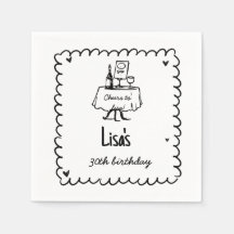 Hand getrokken krabbelcocktail 30e, 40e verjaardag