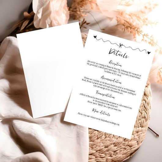 Hand getrokken krabbelillustraties Bruiloft Informatiekaartje