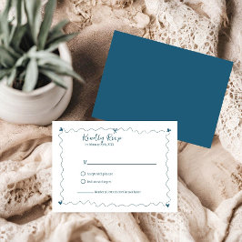 Hand getrokken krabbelillustraties Bruiloft RSVP Kaartje