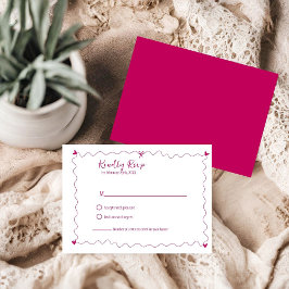 Hand getrokken krabbelillustraties Bruiloft RSVP Kaartje